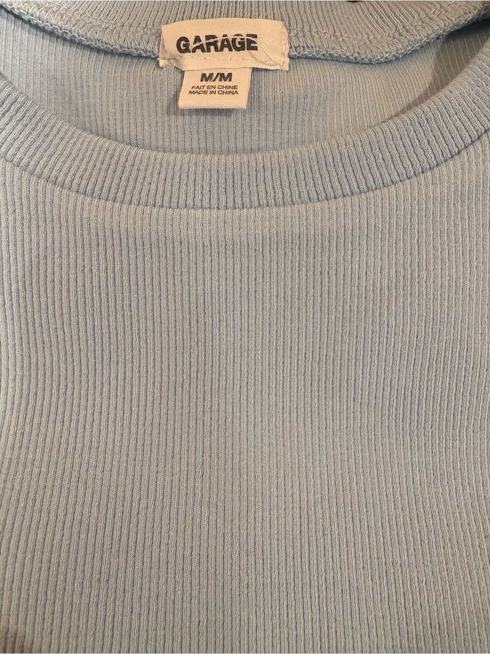 Garage Light Blue Stormi Ribbed Cropped Baby Tee Size Mediun